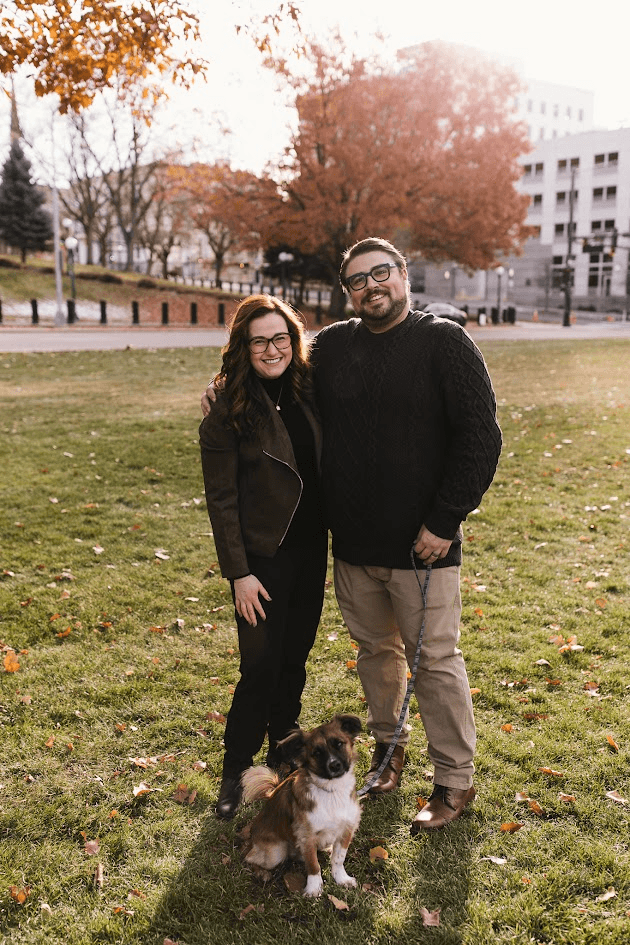 Parker with her partner and dog at the park